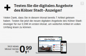 Paywall des Kölner Stadt-Anzeigers (Screenshot)